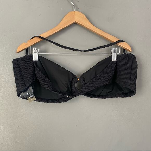 NWT J. CREW 90’s O-ring bandeau bikini top Scrunch black 3X 24 22 - Picture 3 of 6